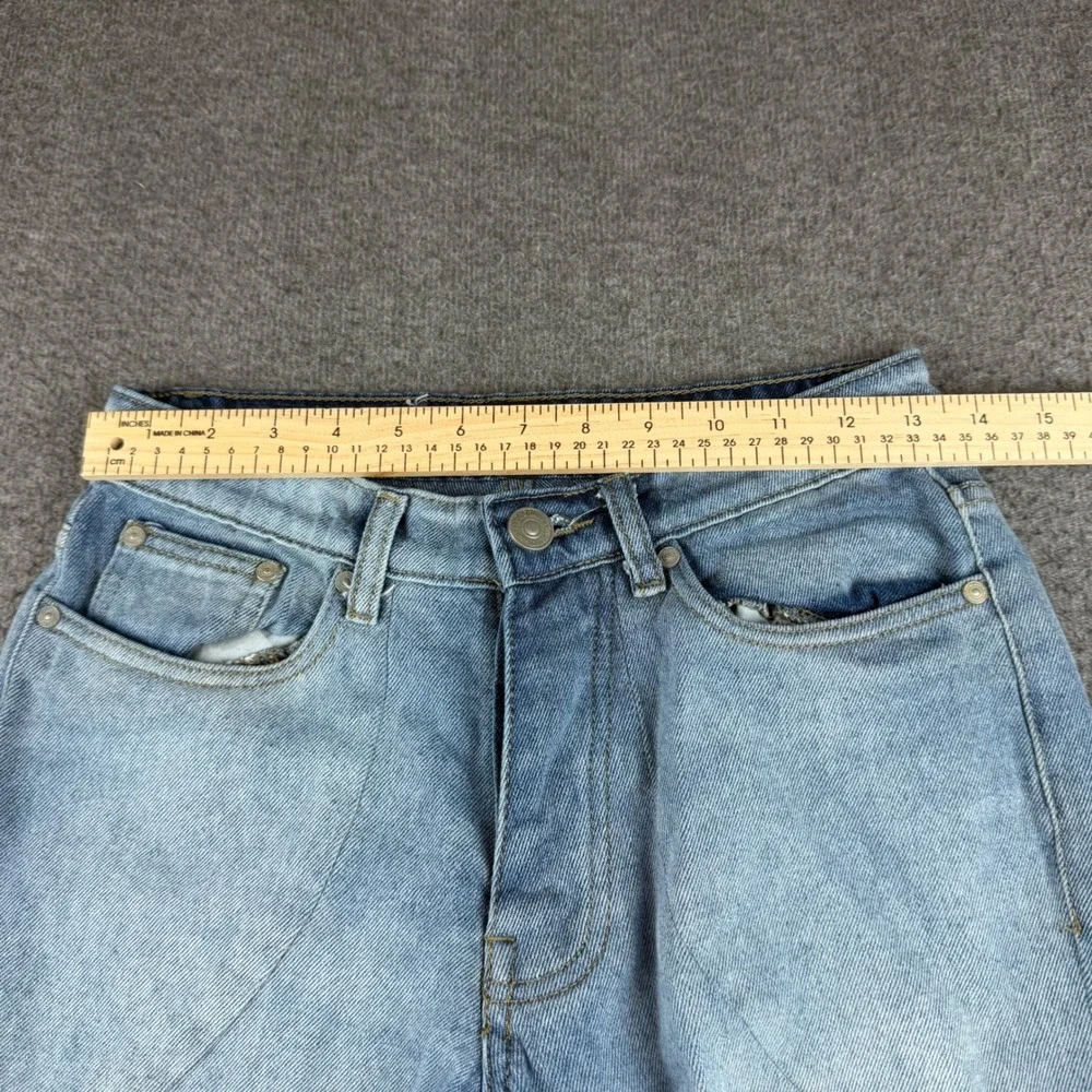 boohooMAN Jeans Men's 28 Blue Distressed Patchwork Straight Leg Streetwear